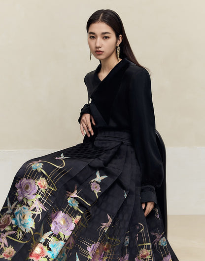 HECO 100% Acetate Long Sleeve red black white Shirt Top Women - glass.