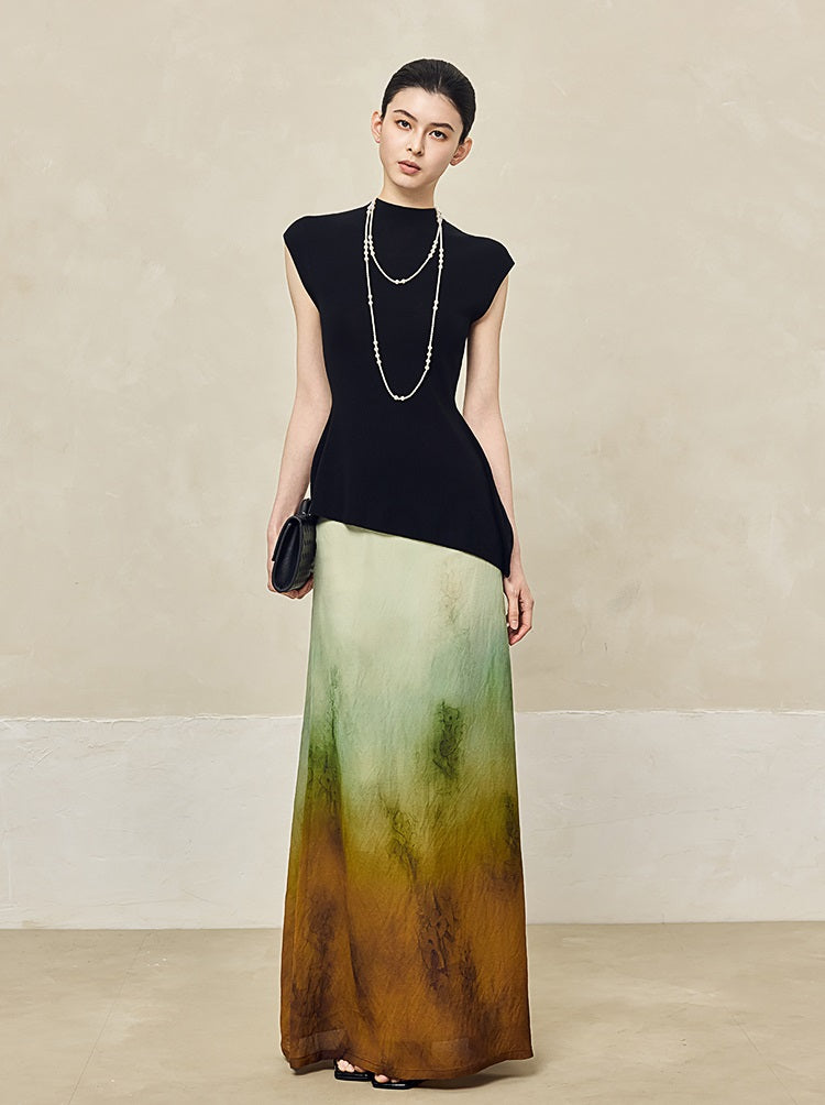 HECO Shoulder Sleeveless Oblique Hem Top - SABO.