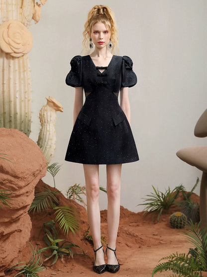 CHECOCRE Stubble customer design sense V-neck dress - FRACT.
