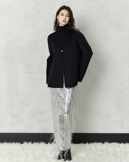 HECO winter double-sided woolen  black red apricot coat women - glory.