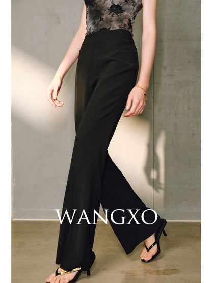 WANGXO | Flat Draped CE-Style Supermodel-Proportioned Retro Flared Pants -RUEI