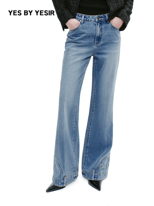 YES BY YESIR  high waisted flared leg denim  jeans - VOLUME.