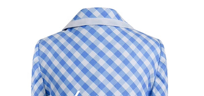 Le Palais  Blue Plaid Small Fragrance Thin Short Coat + Short Skirt- Yuno