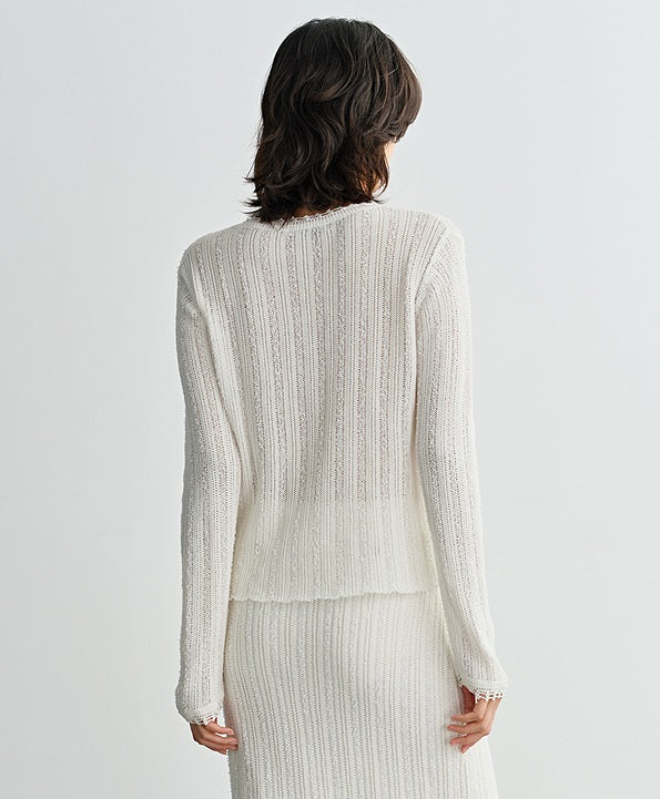 COMME MOI women's cut-out raw edge pullover knit top- VALENTINA.
