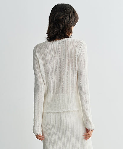 COMME MOI women's cut-out raw edge pullover knit top- VALENTINA.