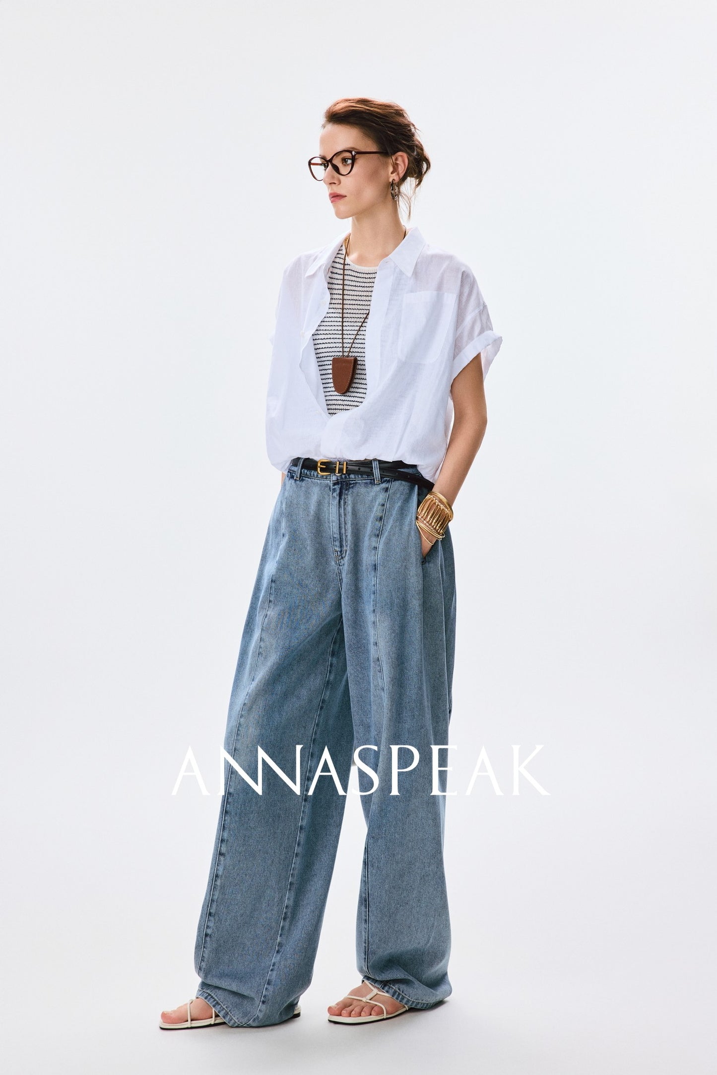 ANNASPEAK fashionable  cotton loose jeans-CHISA.