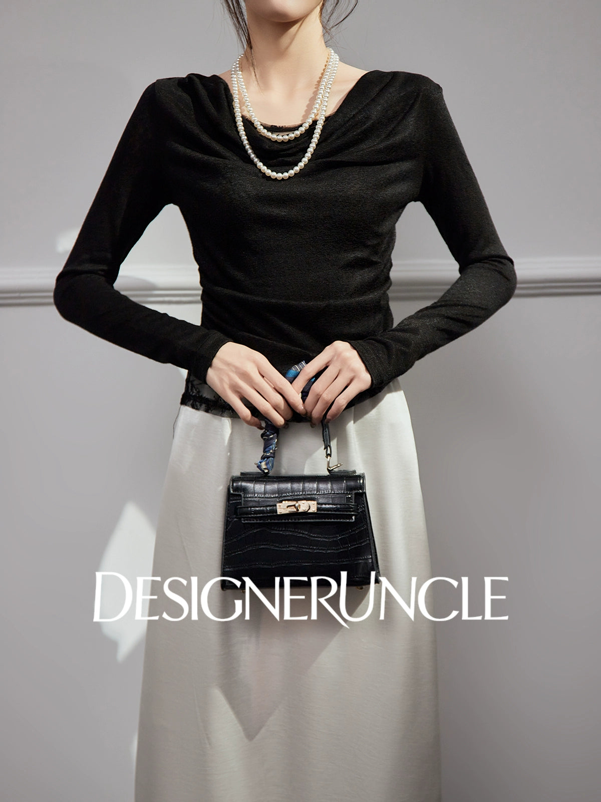 DGU new light luxury lace splicing embroidery niche slimming design elegant temperament - FLOW ?.