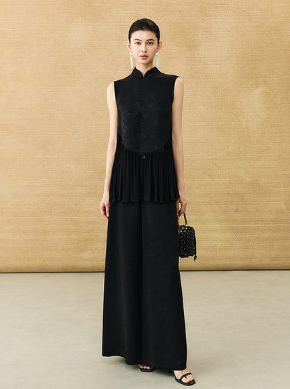 HECO Chinese high-end acetate jacquard drape slimming trousers - QUEEN.