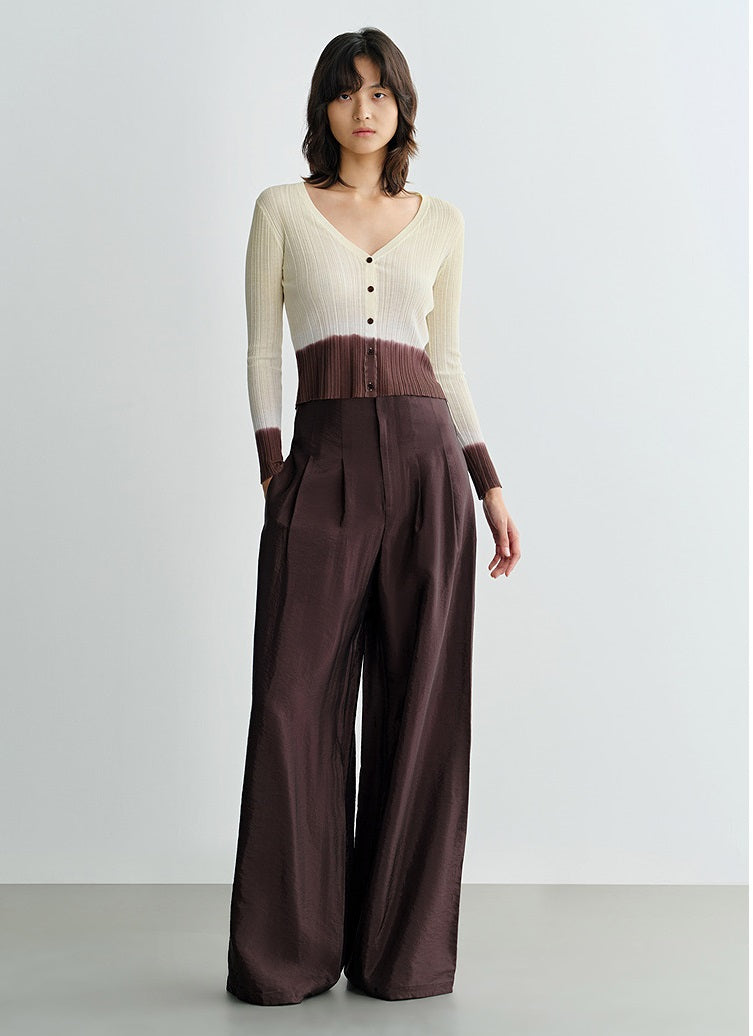 COMME MOI Lv Yan designer summer V-neck gradient pit strip knit cardigan - IAN.