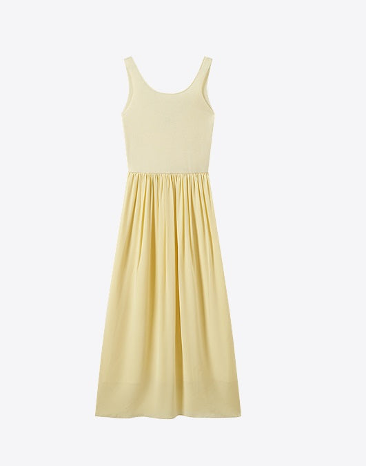 COMME MOI  Women's Beach Resort Silk yellow Dress - bathlomew.