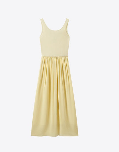 COMME MOI  Women's Beach Resort Silk yellow Dress - bathlomew.