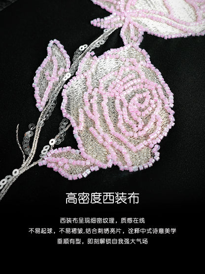 HECO high-density suit embroidered black A-line skirt women - beta.