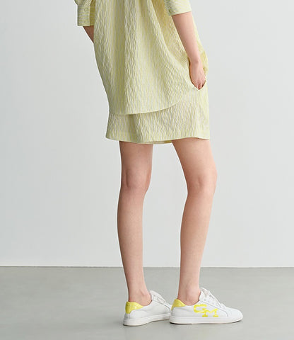 COMME MOI L summer women's yellow striped shorts - SALOME.