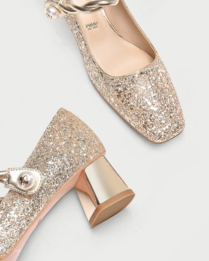 Pjjuu  Champagne Gold wedding bridal Mary Jane pumps  - Vienna