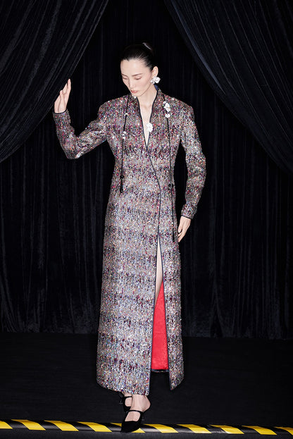 M essential Mackay designer Radiant Night Embroidered Slim Side Dress - TRIBE.