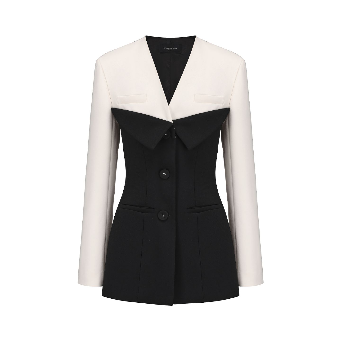 ATELIER MISS LU Contrasting Three-dimensional Stitched Jacket - BLEE