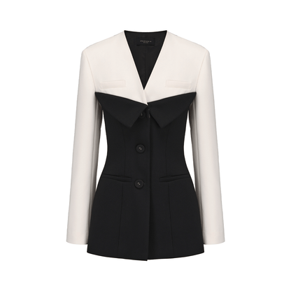ATELIER MISS LU Contrasting Three-dimensional Stitched Jacket - BLEE