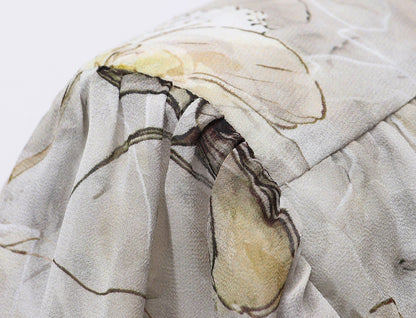 WANGXO | Silky Drape Smooth Georgette Vine-Inspired Geometric Print Entwined Twisted Shirt  -LYRA