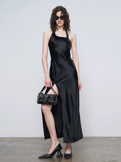 ANNAKIKI black acetic acid slit sleeveless dress-JORDAN