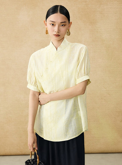 HECO Chinese style jacquard bubble summer silk cross-body top - PERFECT .