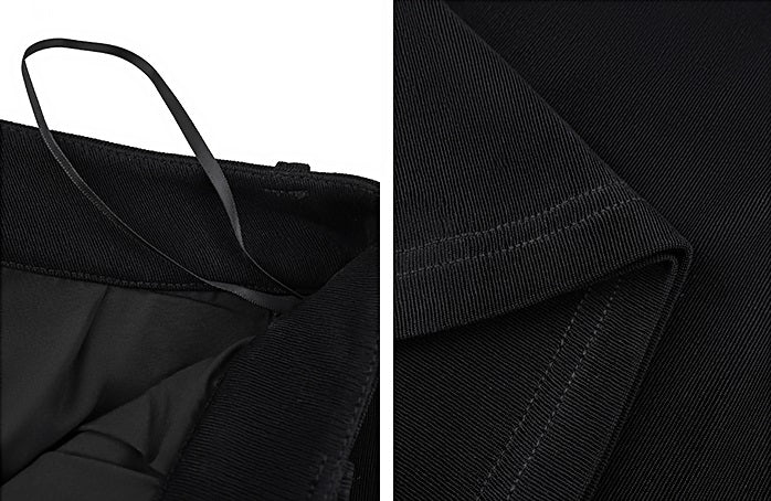 HECO 100% linen drape knitted casual wide-legged black white Pants Women - FINGER.