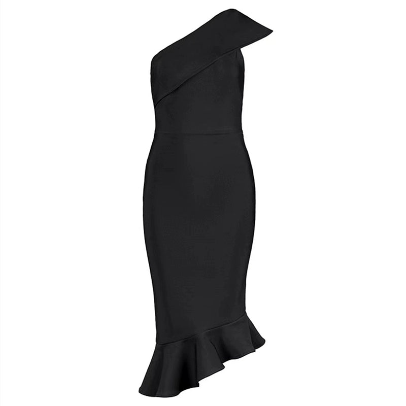 DOLLY Luxury Slant Collar Off Shoulder High Waist Slim Fit Formal Dinner Dress-JOELLE