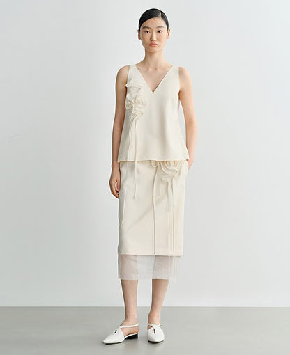 COMME MOI summer women's short flower V-neck vest - MAEVE.