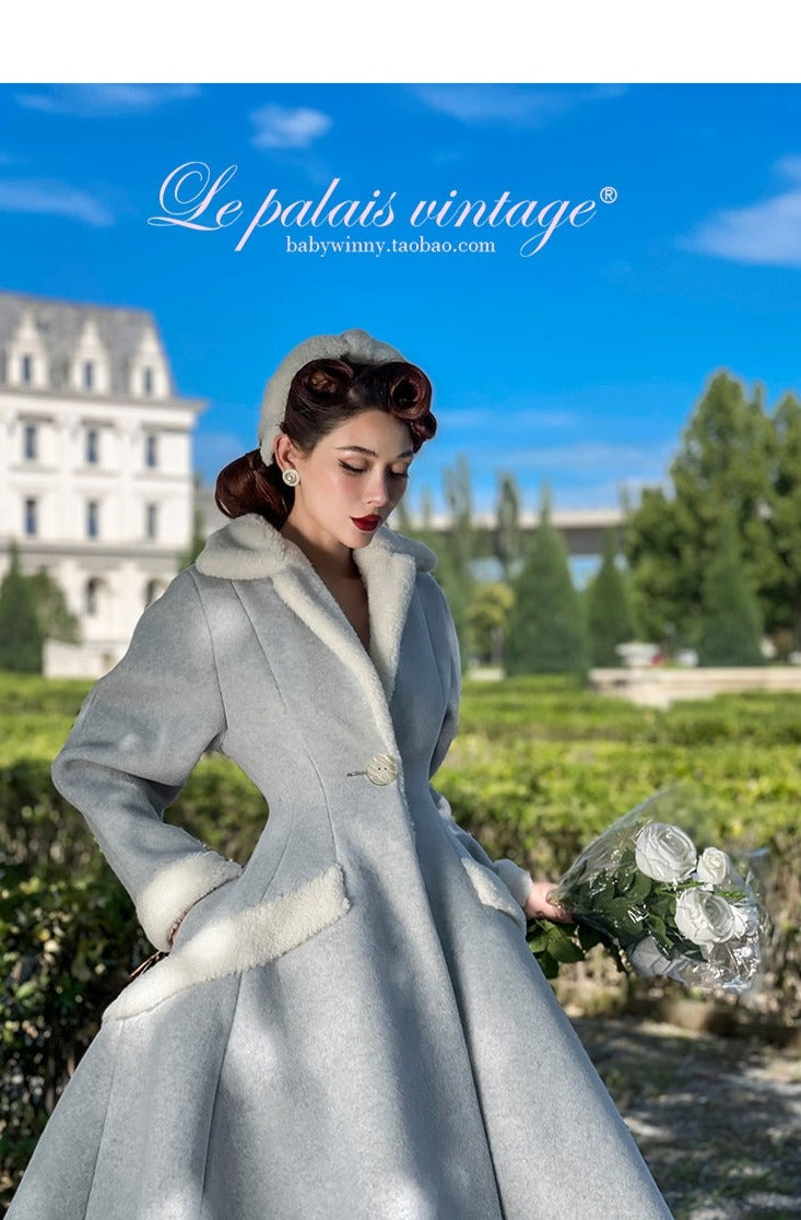 Le Palais Vintage 50s elegant snowflake long winter coat - Anna