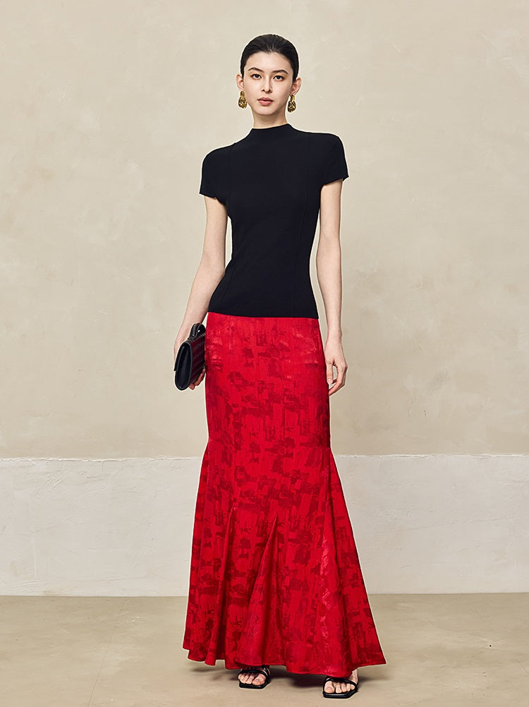 HECO Pit Strip Half-high Neck Short Sleeve T-Shirt - FLY.