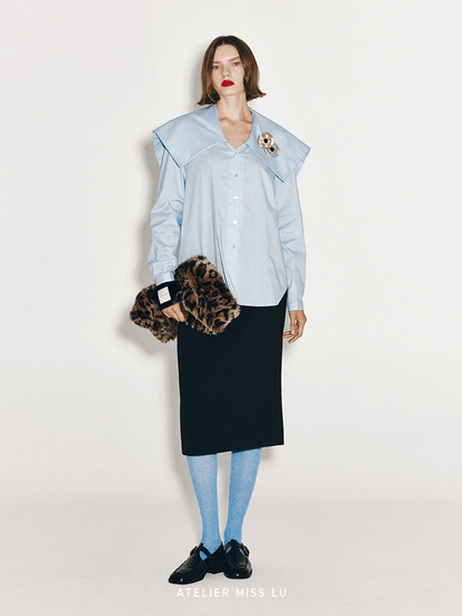AtelierMissLu Fall/Winter 2024 Faux Fur Geometric Trapezoidal Wrist Bag - PRIME