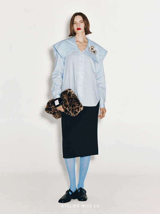 AtelierMissLu Fall/Winter 2024 Faux Fur Geometric Trapezoidal Wrist Bag - PRIME