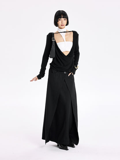 TINY IN Swing Neck Smock Irregular Knit Top - ROX