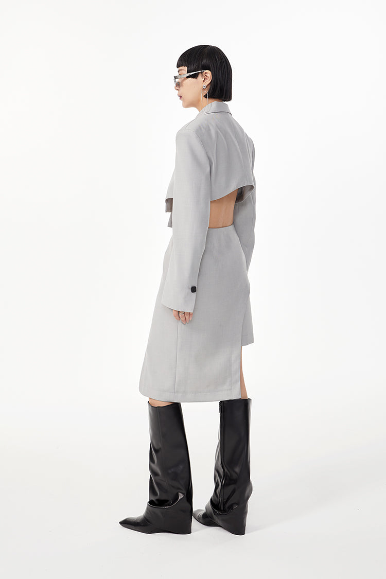 TINY IN curved hem layered gray black skirt -XANDER