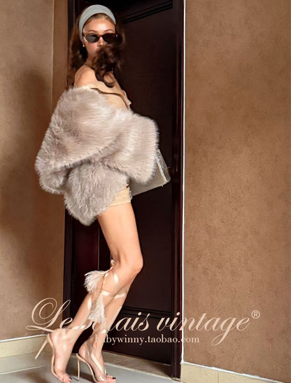 Le Palais Vintage  fur coat woolen trousers-DIOR