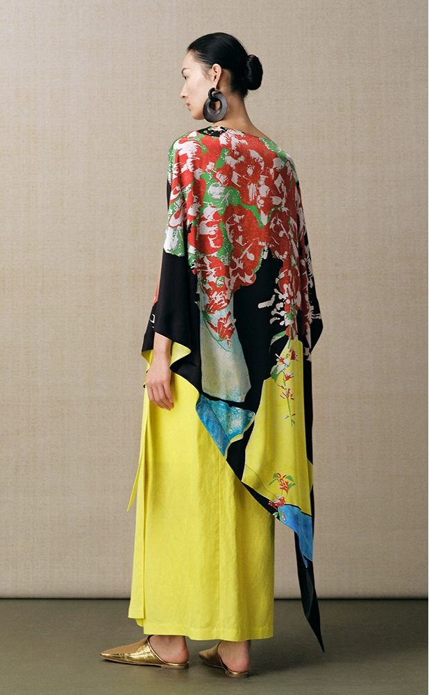 ZHUCHONGYUN summer Chinese cape style loose silk printed top--YAKI.