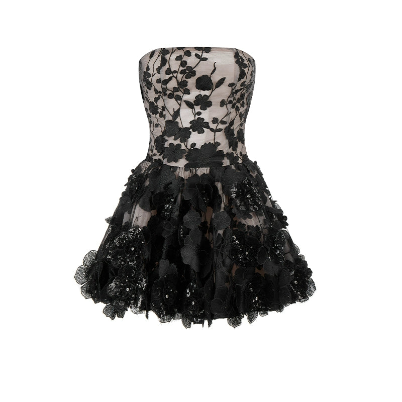 Wardrobes by Chen Luxury Strapless Embroidered Crystal Flower Evening bridal Dress-Florence