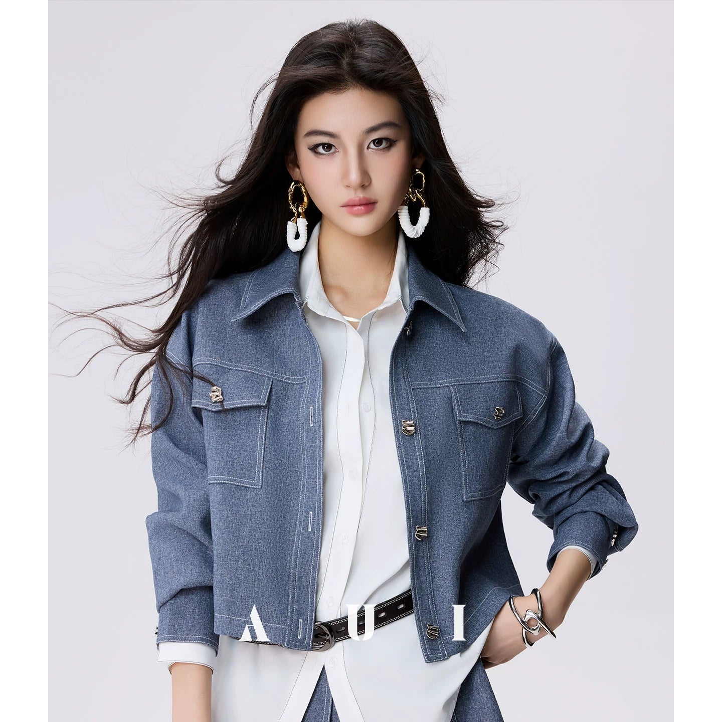 AUI  Lapel Jacket Short Jacket Pleated Skirt Two-Piece Set -  Ha-Jun