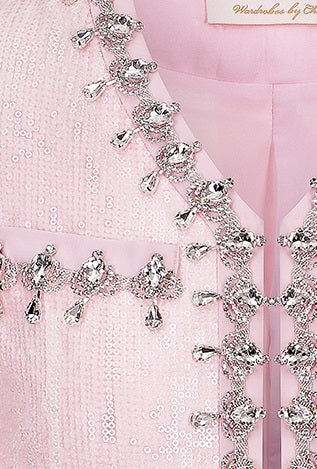 Wardrobes by Chen Elegant Pink Long Sleeve Short Jacket/Ruffle bridal Dress-Maggy