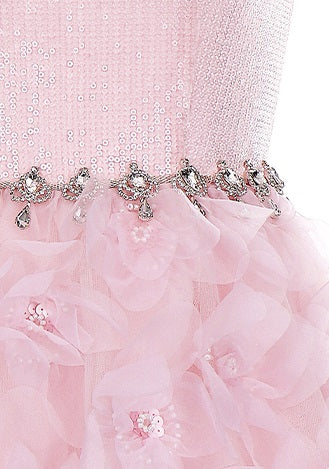 Wardrobes by Chen Elegant Pink Long Sleeve Short Jacket/Ruffle bridal Dress-Maggy