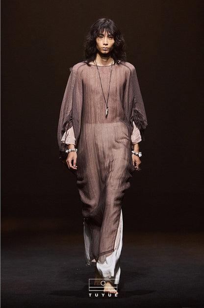 TUYUE light and thin backless double-layer gauze cover Loose robe dress - MAXINE.