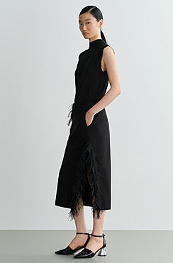 COMME MOI Lu Yan designer new women's black turtleneck wool knitted vest - MONEY.