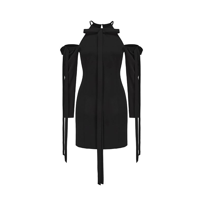 ATELIER MISS LU multi-ribbon design slim-fitting dropped-shoulder dress - HAZEL.