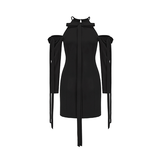 ATELIER MISS LU multi-ribbon design slim-fitting dropped-shoulder dress - HAZEL.