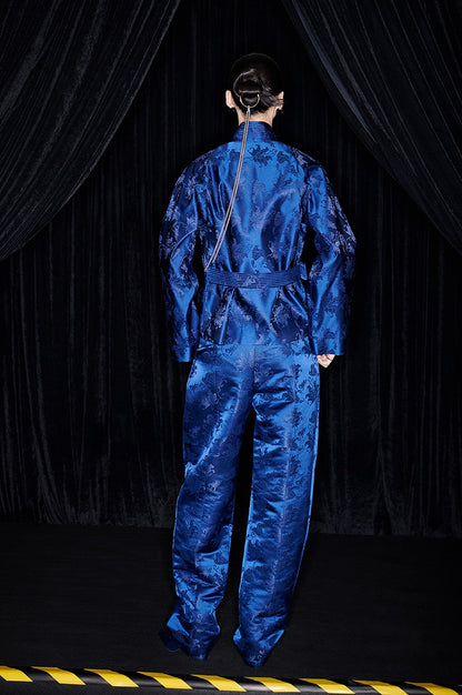 M essential Mackay designer sea green jacquard gag fish algae pattern nail bead jacket - ZYAN.