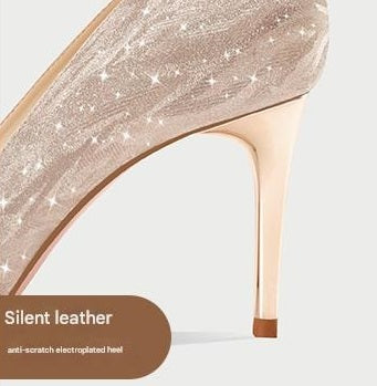 Pjjuu  gold silver stiletto kitten heel Bride Wedding pumps - EVA