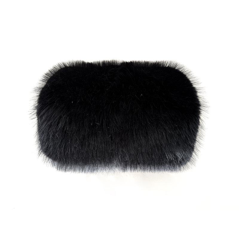 Le Palais Vintage Luxury Retro Black Cotton Short Fur Jacket + High Waist Skirt-Carla