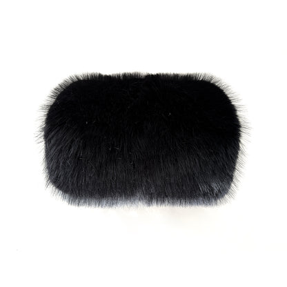 Le Palais Vintage Luxury Retro Black Cotton Short Fur Jacket + High Waist Skirt-Carla