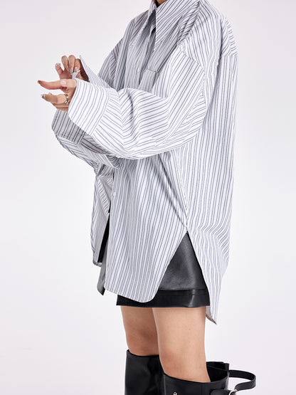 TINY IN three-dimensional shoulder back cape striped shirt-TAYA