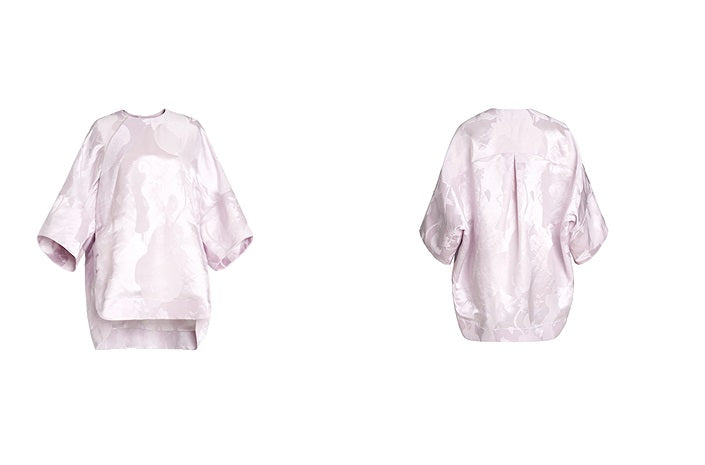 ZHUCHONGYUN pink glossy top and pleated skirt outfit set-GRAY.