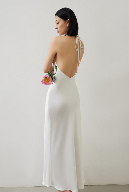 GOUDIN elegant low back slip dress -ZOFIA.